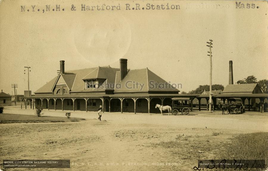 Postcard: New York, New Haven & Hartford Railroad Station, Middleboro, Massachusetts